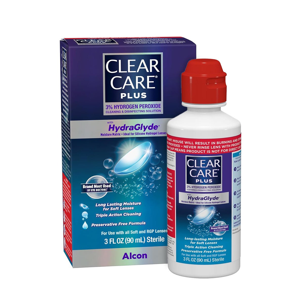 Clear Care Plus Cleaning Solution with Hydraglyde, Travel Size (3oz - 90mL) - Dryeye Rescue