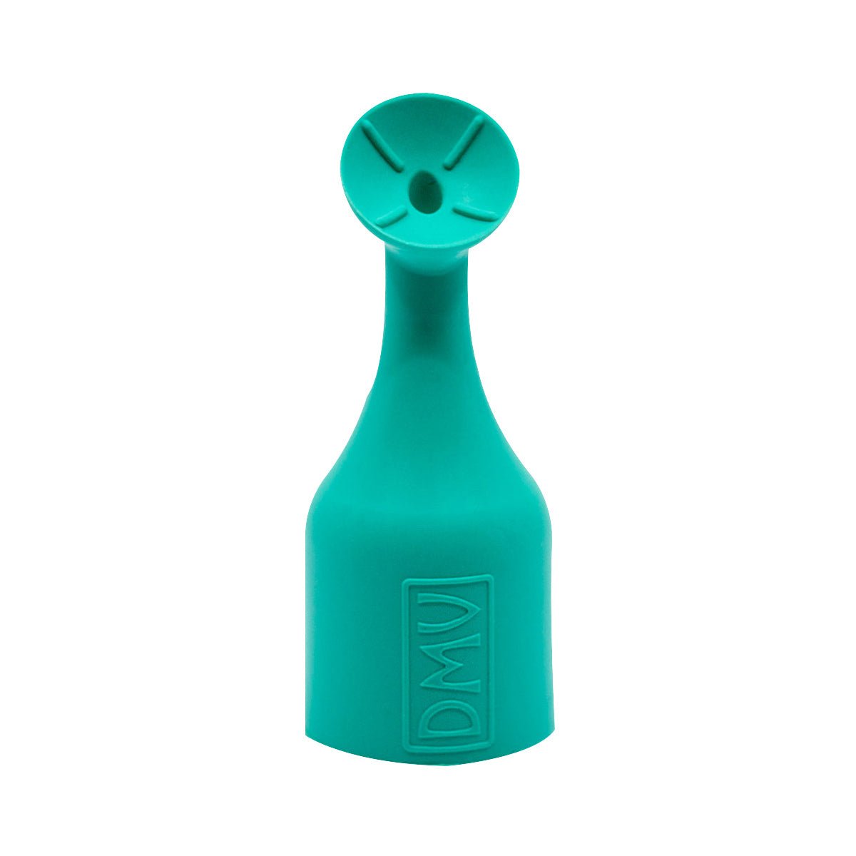 A green DMV Luma-Serter contact lens tool, shaped with a wide base and narrow mouth, resembles an innovative pouring spout.