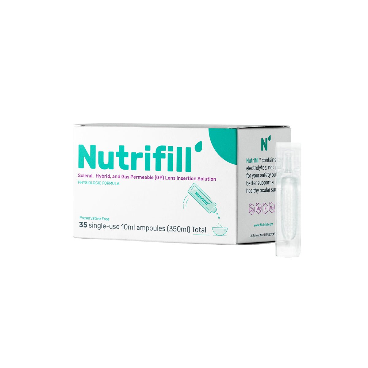 Nutrifill Preservative Free Scleral, Hybrid, and Gas Permeable (GP) Lens Insertion Solution (35 Vials) - Dryeye Rescue