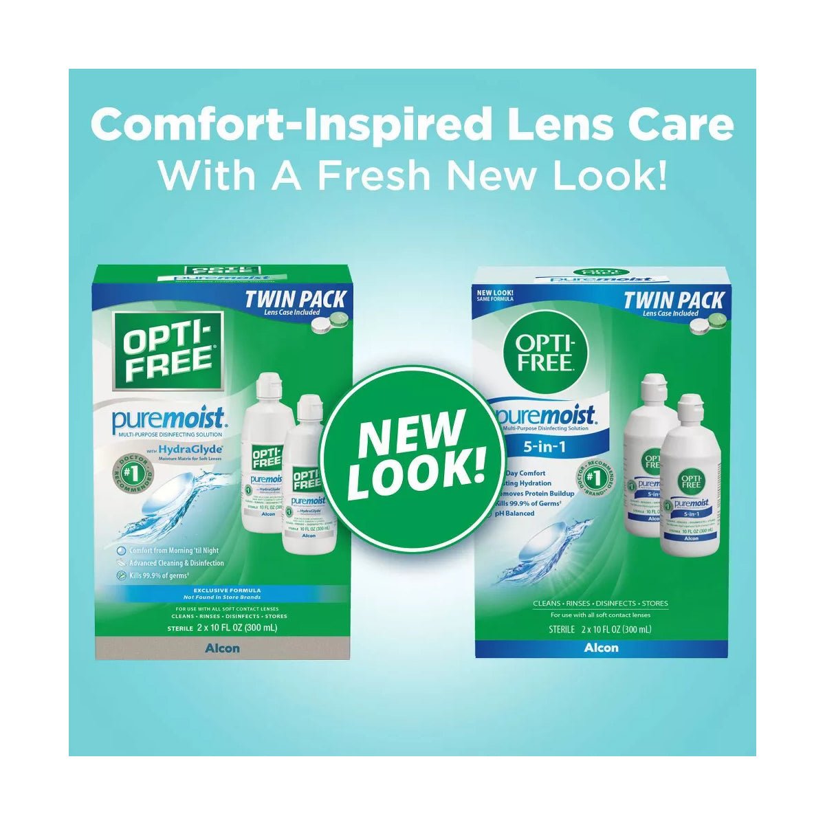 Opti - Free Puremoist Multi - Purpose Disinfecting Solution with Lens Case, 20 Fl Oz (pack of 2) - Dryeye Rescue