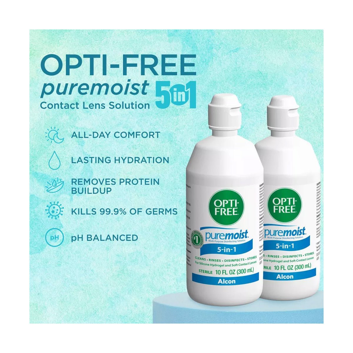 Opti - Free Puremoist Multi - Purpose Disinfecting Solution with Lens Case, 20 Fl Oz (pack of 2) - Dryeye Rescue