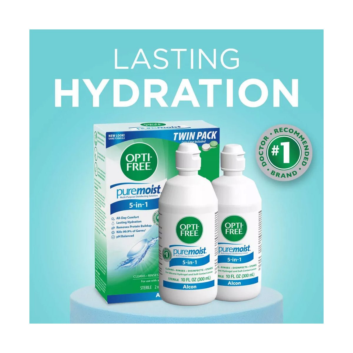 Opti - Free Puremoist Multi - Purpose Disinfecting Solution with Lens Case, 20 Fl Oz (pack of 2) - Dryeye Rescue