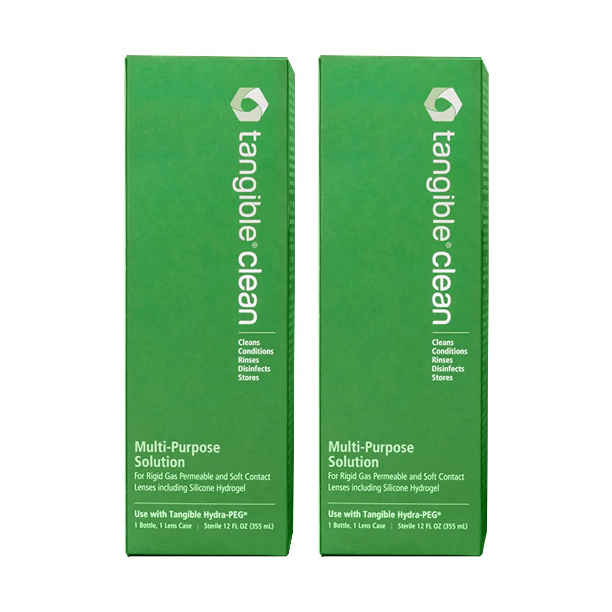 Tangible Clean 12 oz Bottle, 2 - Pack, Approved for all contact lenses including Hydra - Peg Coatings (4 Month Supply) - Dryeye Rescue