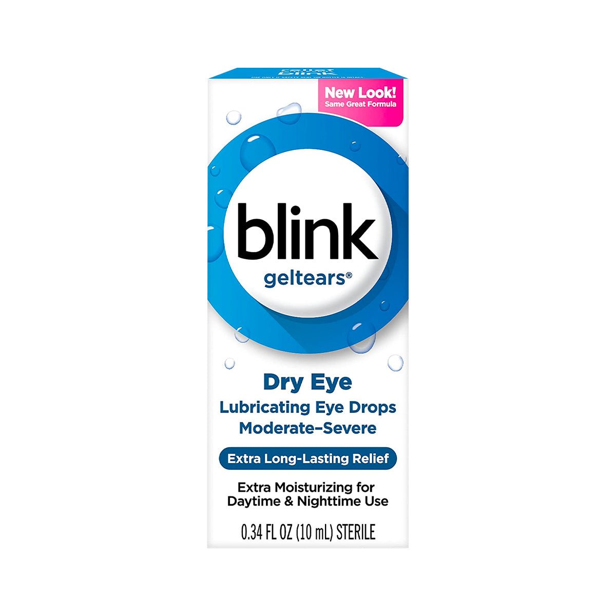 The Bausch + Lomb Blink Gel Tears 2-Pack (two 10ml bottles) offers dry eyes relief for moderate to severe dryness with Extra Long-Lasting Relief and Extra Moisturizing for Daytime & Nighttime Use.