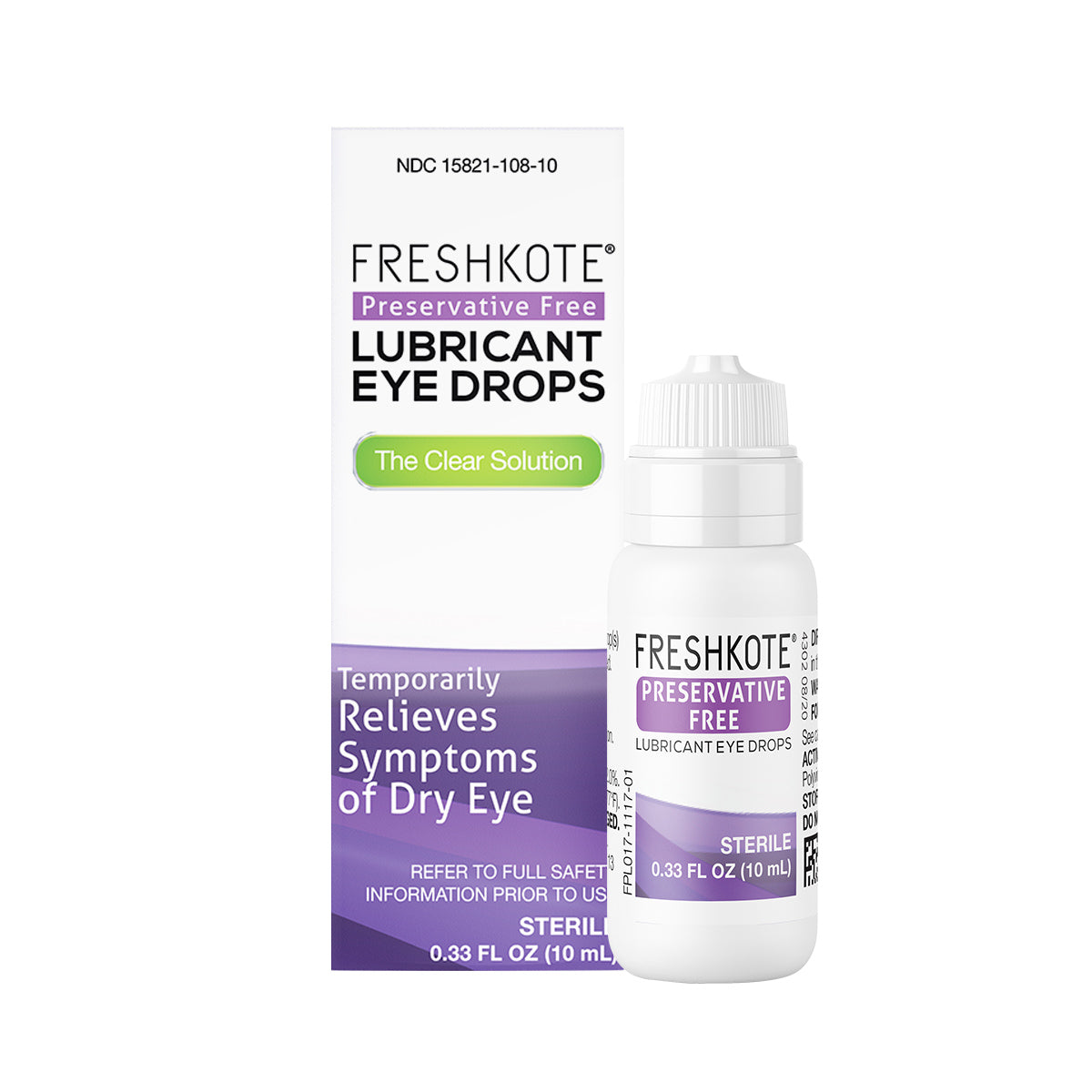 Harrow Healths Freshkote (PF) Preservative Free Multidose Eye Drops offer soothing dry eye relief with a preservative-free formula in a 10mL bottle, featuring The Clear Solution for immediate comfort.