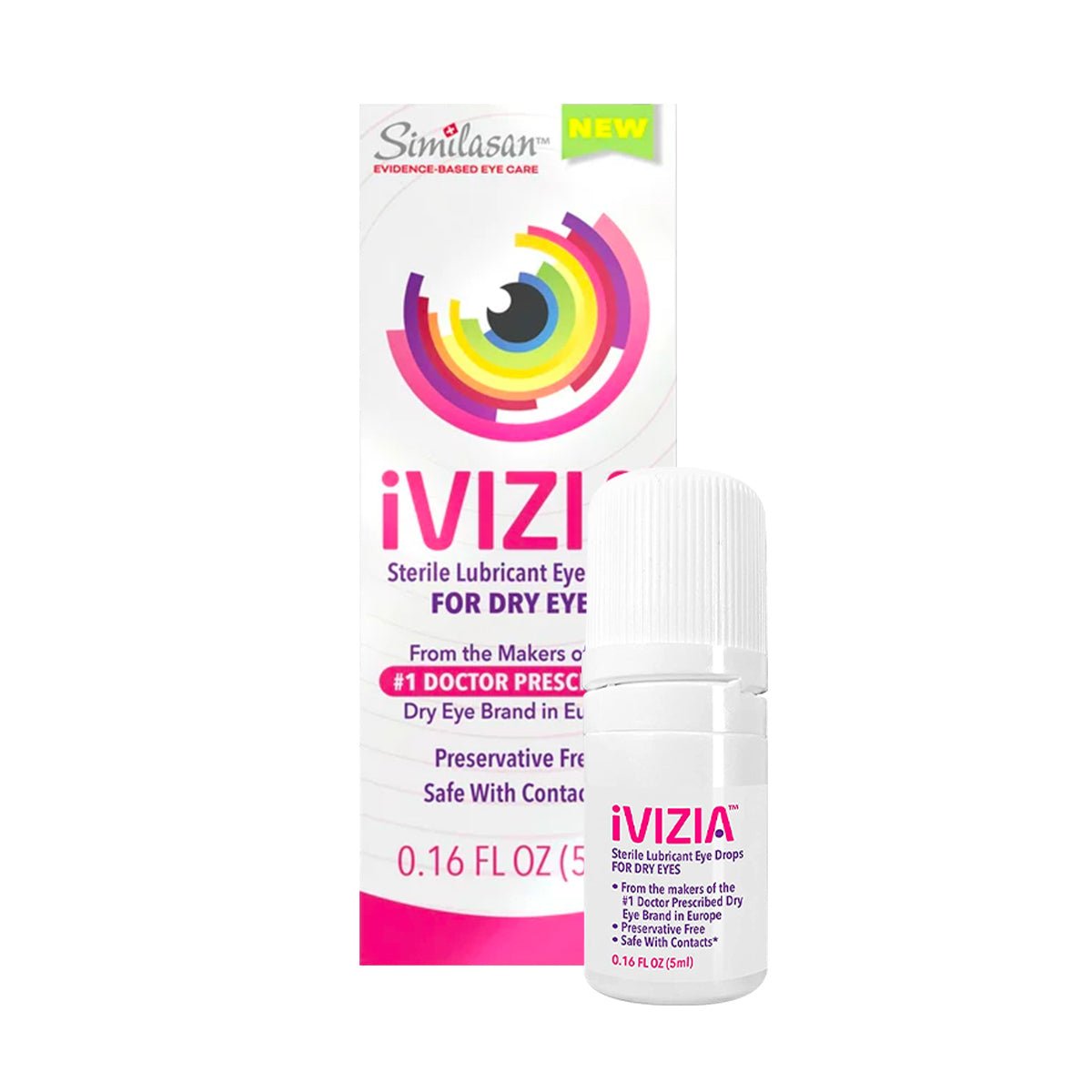 iVIZIA Sterile Lubricant Eye Drops for Dry Eyes, Preservative - Free, Dry Eye Relief, Contact Lens Friendly, 0.17 fl oz (5ml bottle) - Dryeye Rescue