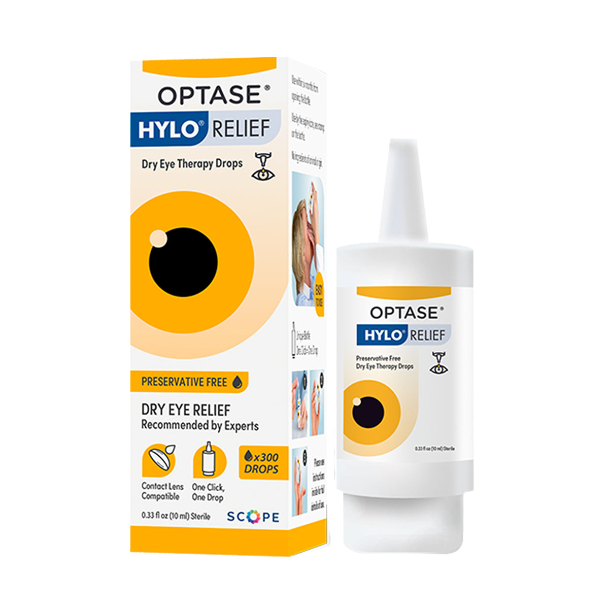 Optase Hylo Relief Eye Drops, preservative-free and compatible with contact lenses, offer a 300-drop solution for dry eye disease. The design accommodates those with manual dexterity issues for ease of use.