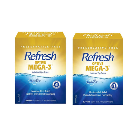 Refresh Optive Lubricant Eye Drops, Mega - 3 - (2 x 30 pack) 60ct Pack - Dryeye Rescue