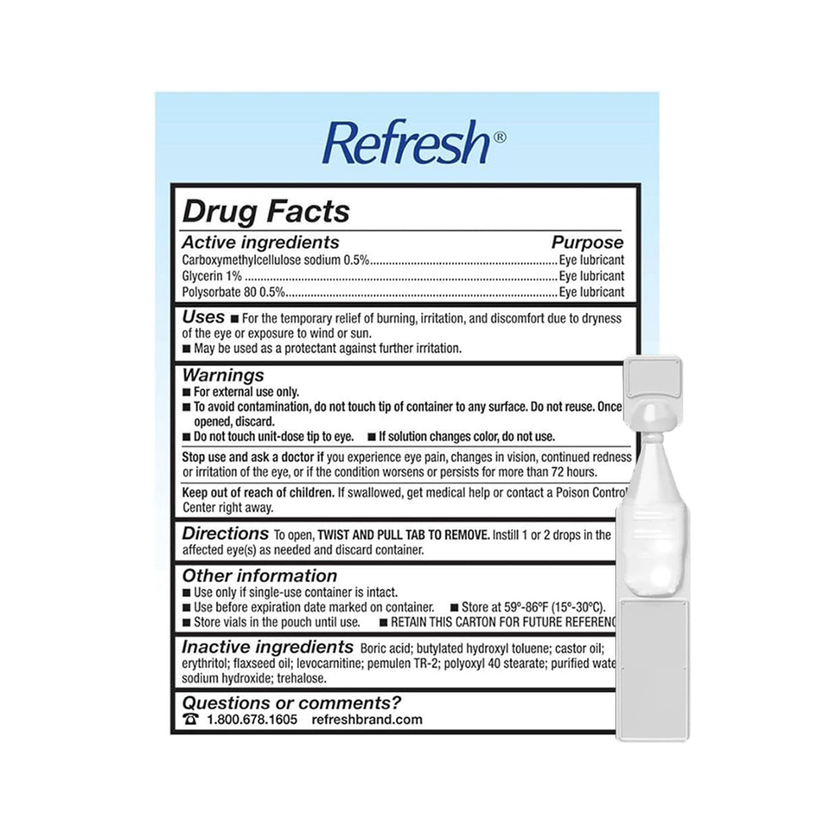 Refresh Optive MEGA-3 Lubricant Eye Drops Preservative-Free Artificial Tears (0.4 mL), 30 Single-Use Container Vials