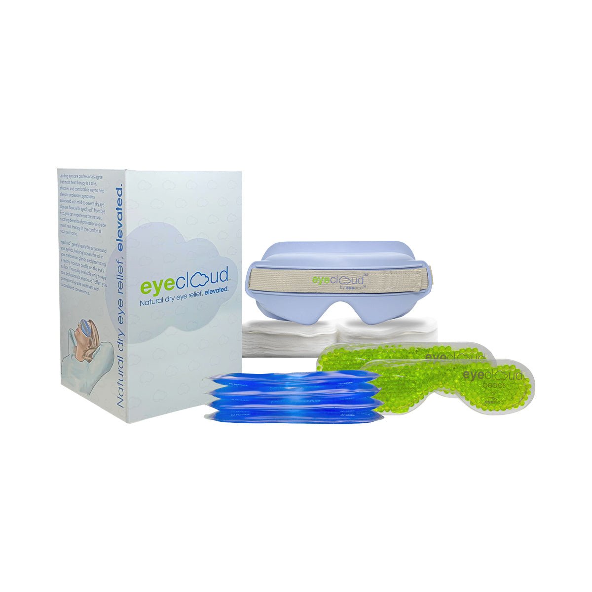 EyeCloud Home Treatment Kit Moist heat Treatments (600+ Gel Pack uses) (Blue) - Dryeye Rescue