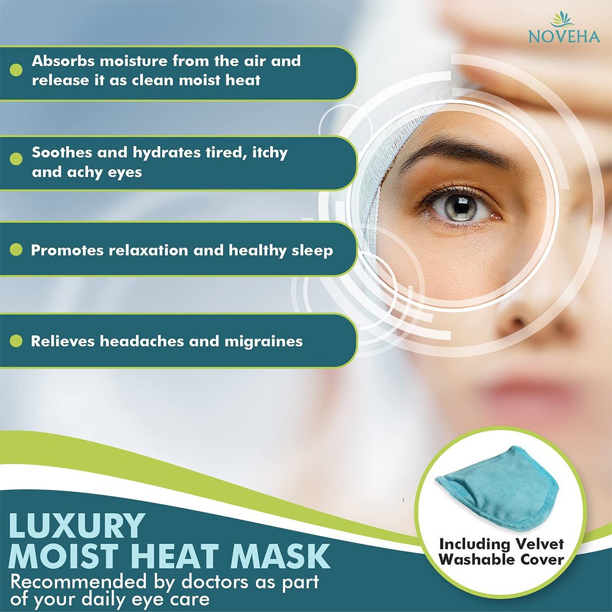 Noveha Dry Eye Mask with Washable Cover, Microwavable Relief