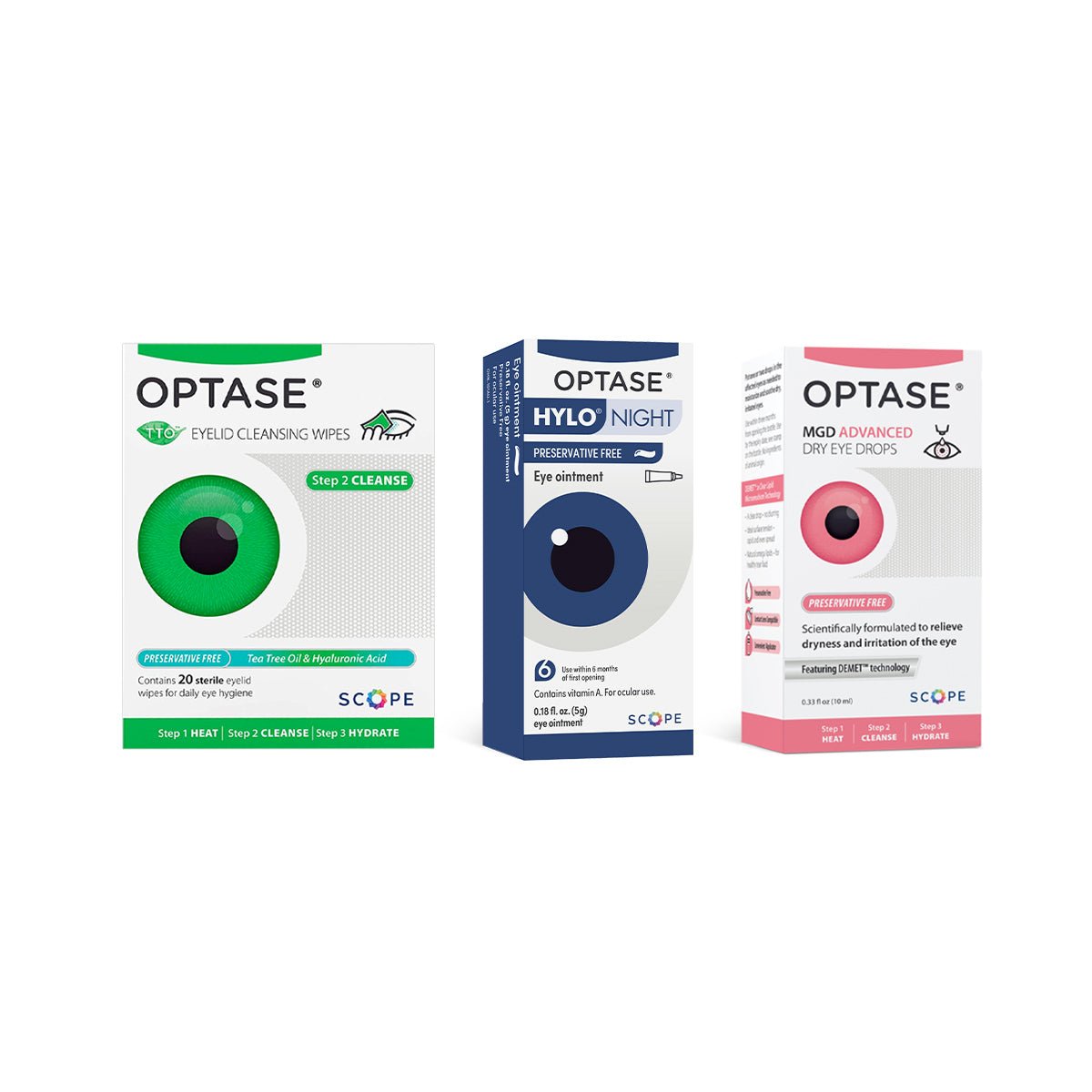 Optase Daily Routine Dry Eye Bundle (Drop, Wipe, PM Ointment) - Dryeye Rescue