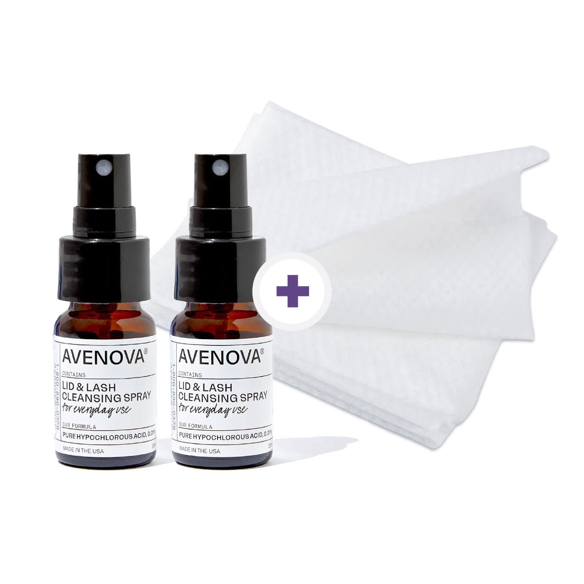 Avenova Hypochlorous Spray Solution (20ml or 40ml Bottles) 2 - Pack with Novawipes (Professional Strength) - Dryeye Rescue