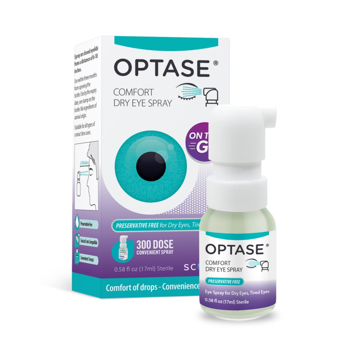 Optase Comfort Dry Eye Spray - Eye Spray for Dry Eyes - Preservative Free Artificial Tears Eye Drops Alternative - .58 fl oz - Dryeye Rescue