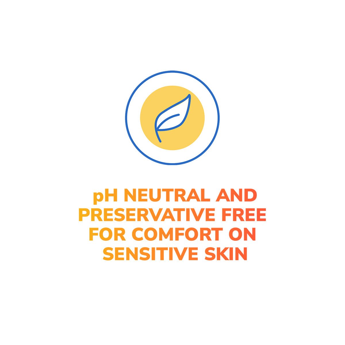 The Optase Protect Eyelid Hypochlorous Cleansing Spray (100ml) by Optase features a floating circular leaf icon above its text, pH NEUTRAL AND PRESERVATIVE FREE FOR COMFORT ON SENSITIVE SKIN, transitioning from yellow to orange, ideal for daily eye hygiene on a white background.