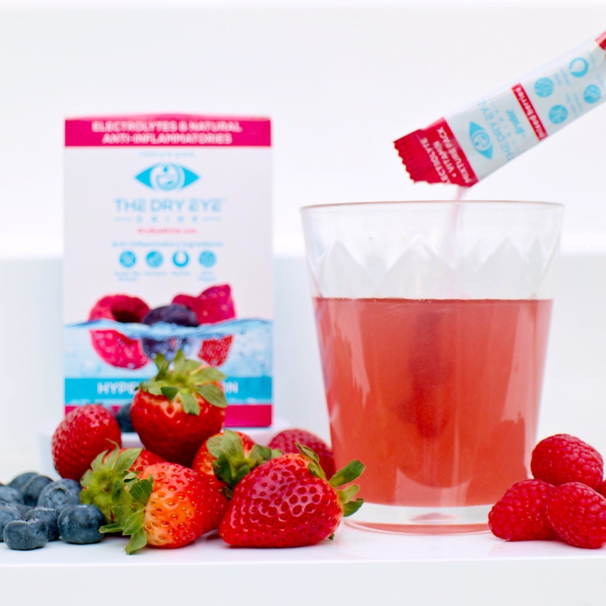 Dry Eye Drink™ Daytime – Doctor - Formulated Electrolyte Hydration for Eye Health (Mixed Berries, 20 Packets) - Dryeye Rescue