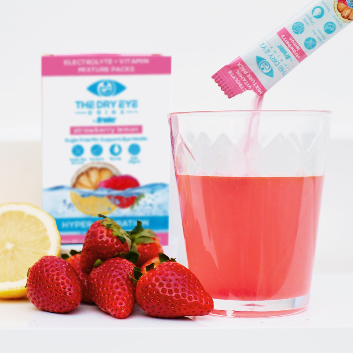 Dry Eye Drink™ Daytime – Doctor-Formulated Electrolyte Hydration for Eye Health (Strawberry Lemonade, 20 Packets)
