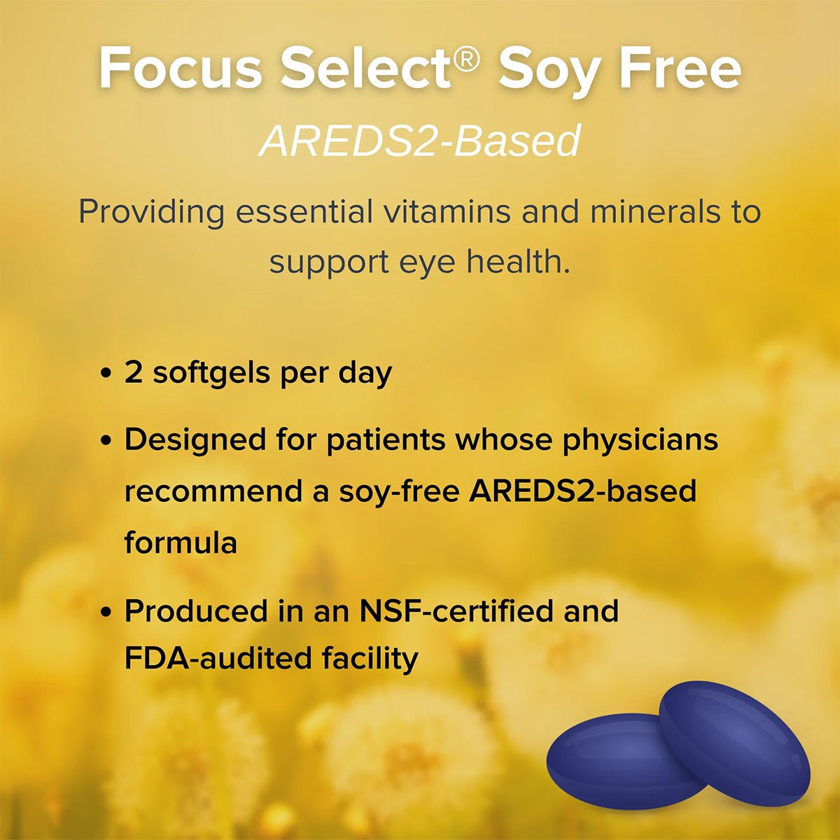 Focus Select Soy Free Supplement - AREDS2 formula for Macular Degeneration (180ct. 90 Day Supply) - Dryeye Rescue