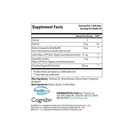 Fortifeye Focus & Brain for Macular and Cognitive Performance (90ct.) 3 Month Supply - Dryeye Rescue