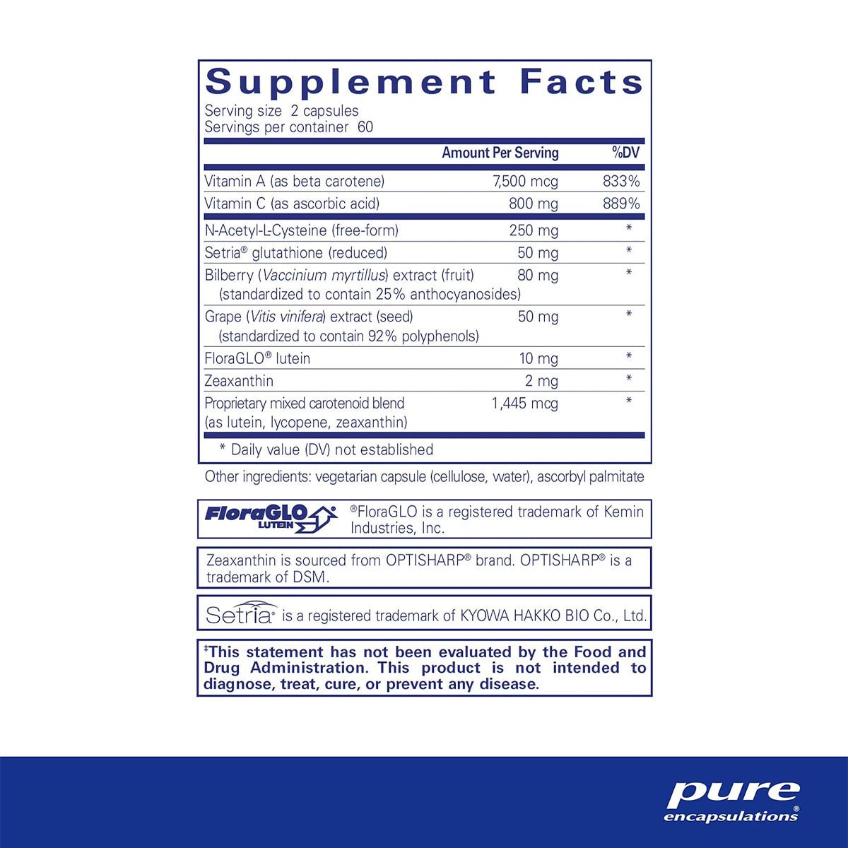 Pure Encapsulations Macular Support Antioxidant Formula (120 ct.) 2 Month Supply - Dryeye Rescue