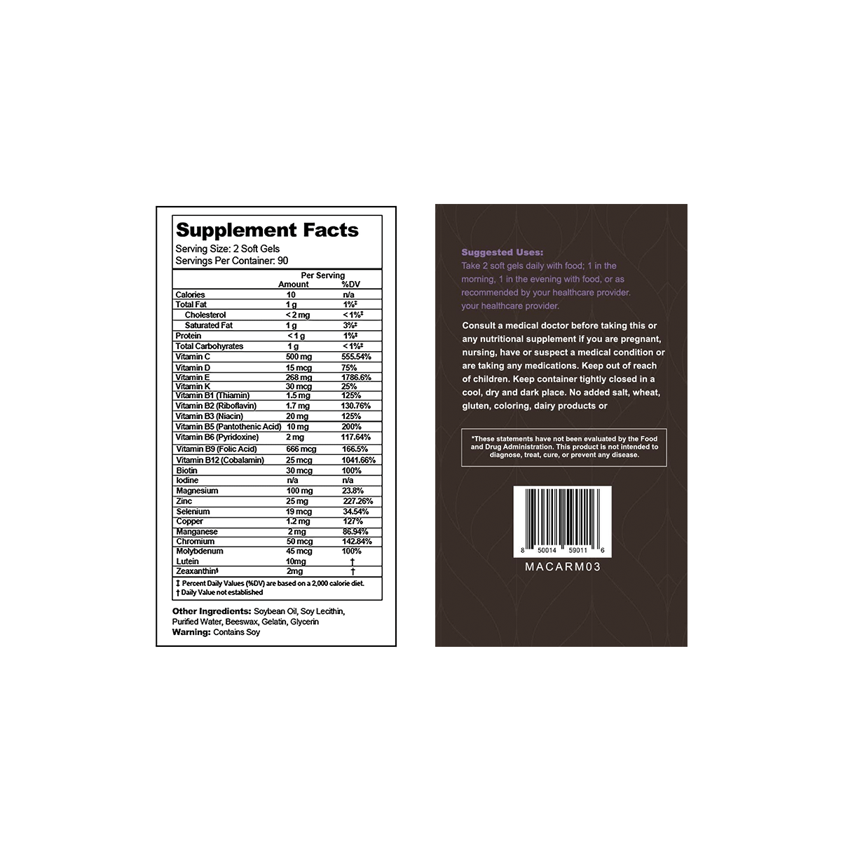 Visual Advantage Macular Support + Multivitamin AREDS 2 - Vitamins for Macular Degeneration - Lutein and Zeaxanthin - 180 Soft Gels - Dryeye Rescue