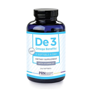 PRN DE3 Dry Eye Omega Benefits® offers a 270-softgel dietary supplement enriched with Vitamin D3. Take three softgels daily. Certified by GMP, this PRN product ensures quality, ideal for those seeking comprehensive omega benefits. Available in 90/180/270 count as a 1-3 month supply.