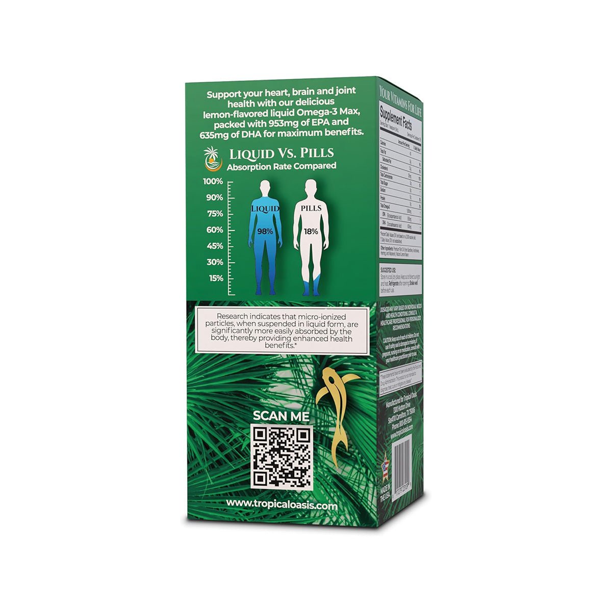 Tropical Oasis Premium Omega - 3 Max (16 oz) 3 Month Supply - Dryeye Rescue