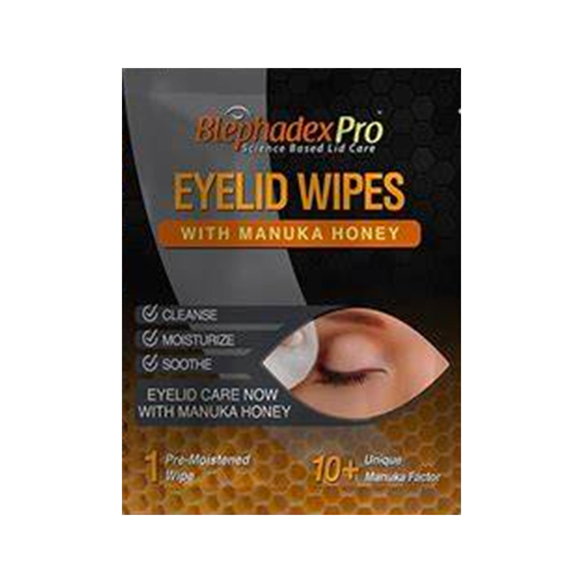 Experience the soothing benefits of Lunovus Blephadex Pro Eyelid Wipes with Manuka Honey and Tea Tree Oil. These wipes cleanse, moisturize, and provide antibacterial and anti-inflammatory properties. Each box includes 30 individually wrapped wipes boasting a 10+ unique Manuka factor.