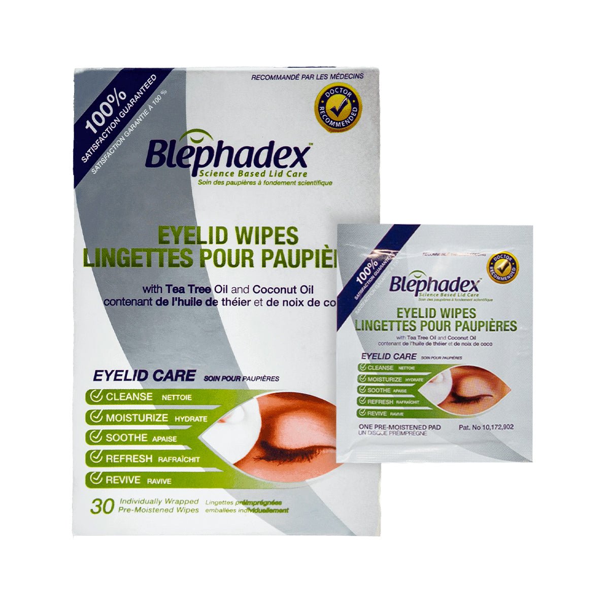 Blephadex Eyelid Wipes with Tea Tree and Coconut Oil - Eye Itch Relief (1 month Box of 30) - Dryeye Rescue