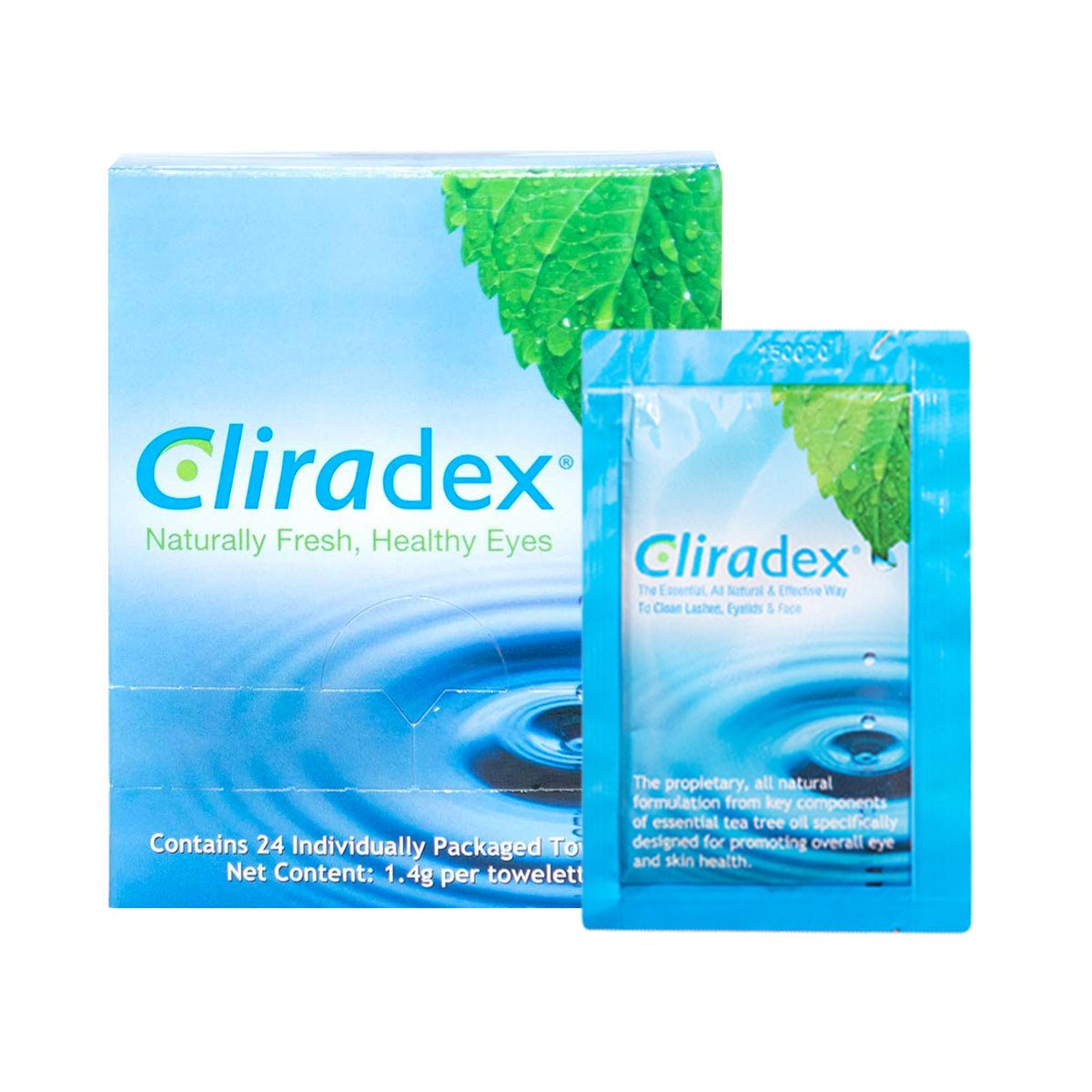 Cliradex Wipes - Tea Tree Oil Extract Eyelid Cleanser for Demodex, Blepharitis and Dry Eye (24ct) - Dryeye Rescue