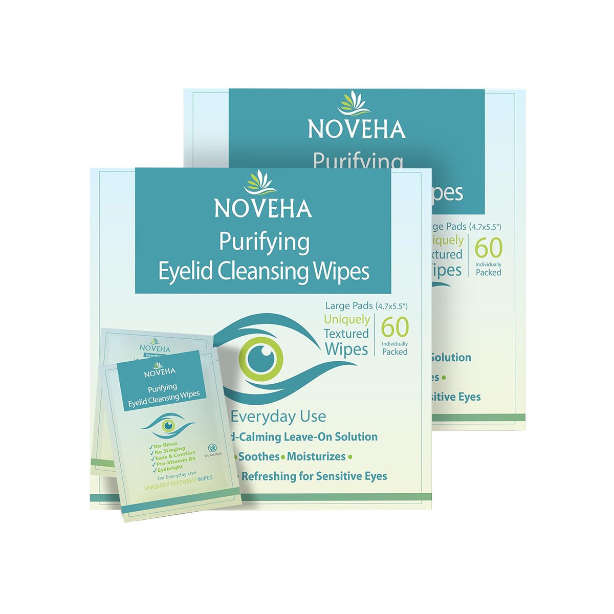 Noveha Purifying Eyelid Wipes for Daily Eye Hygiene (2x60) 120 wipes - Dryeye Rescue