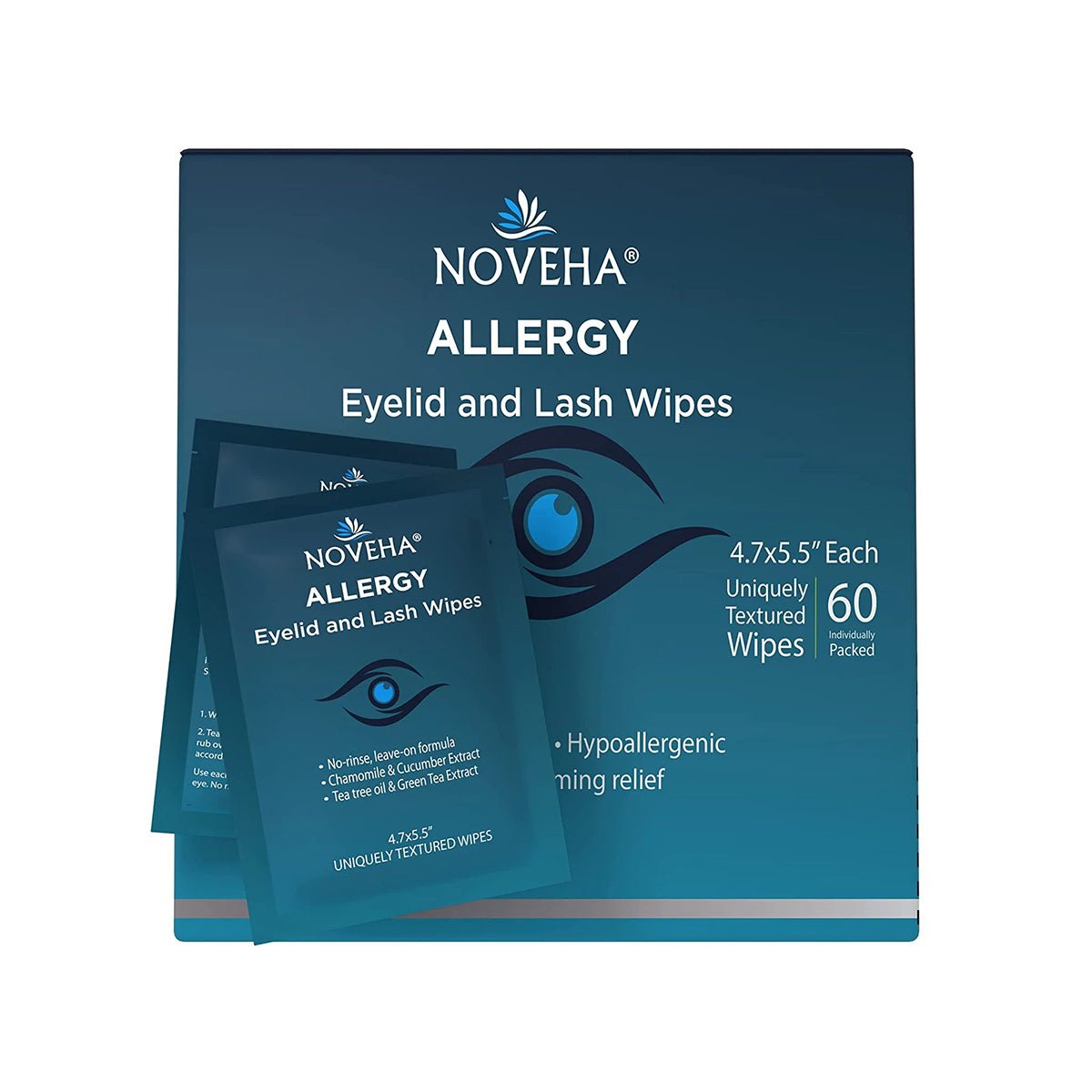 Noveha Allergy Relief Eyelid Wipes with Tea Tree Oil (60ct) - Dryeye Rescue