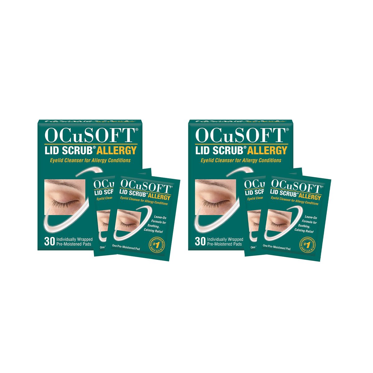 Ocusoft Lid Scrub Allergy Eyelid Cleanser (2 x 30 Wipes) 2 - Pack - Dryeye Rescue