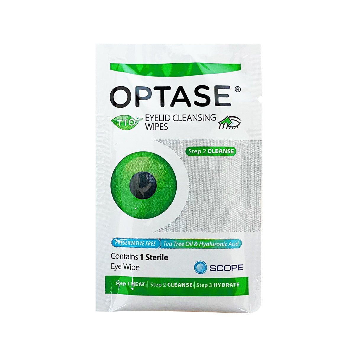 Optase Tea Tree Oil Eyelid Wipes - Preservative Free wipes for Dry Eye and Blepharitis, Box of 20 - Dryeye Rescue