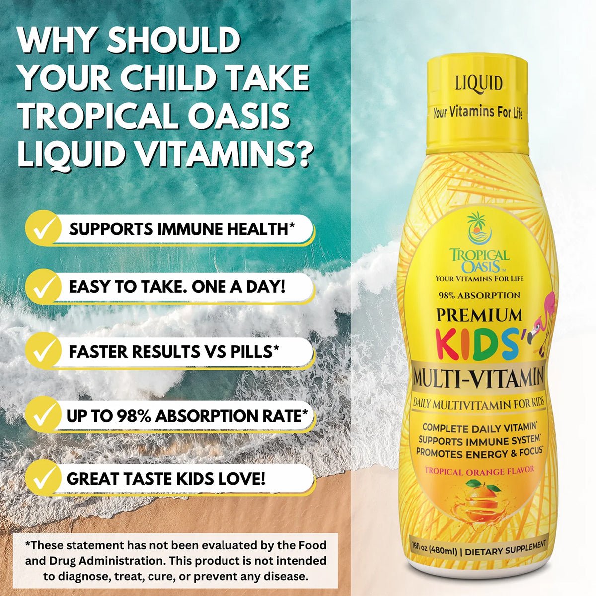 Tropical Oasis Kids Liquid Multivitamin (16oz.) - Dryeye Rescue