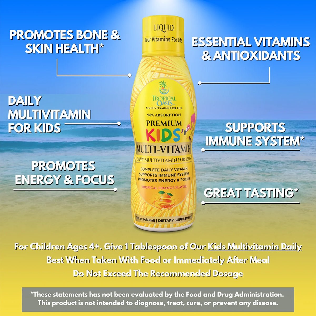 Tropical Oasis Kids Liquid Multivitamin (16oz.) - Dryeye Rescue
