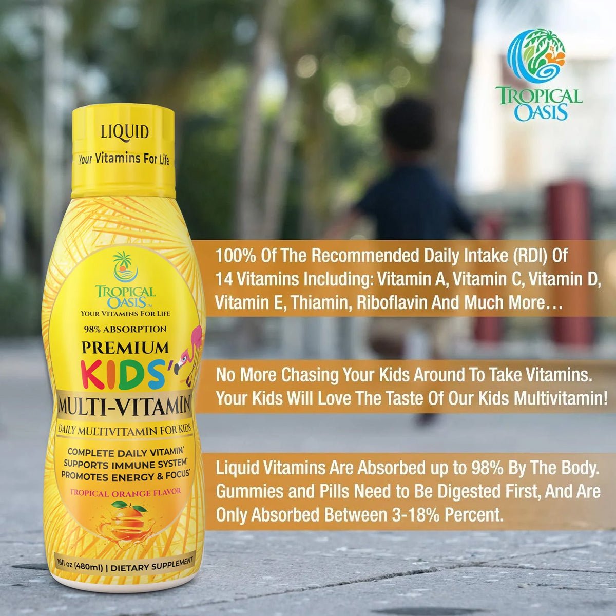 Tropical Oasis Kids Liquid Multivitamin (16oz.) - Dryeye Rescue