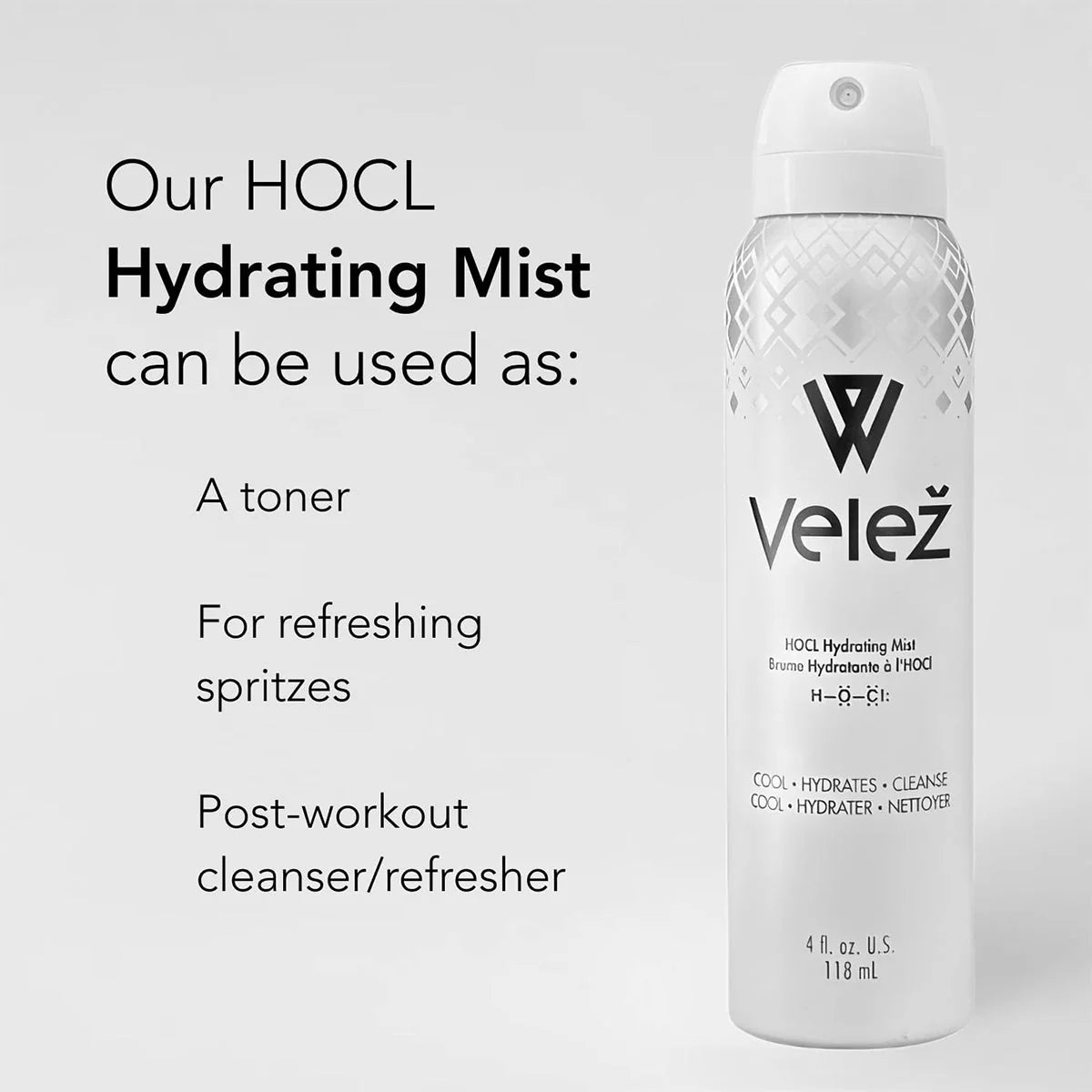 Velez Hypochlorous (HOCL) Hydrating Mist for Face and Eyelids (4 oz / 120mL) - Dryeye Rescue