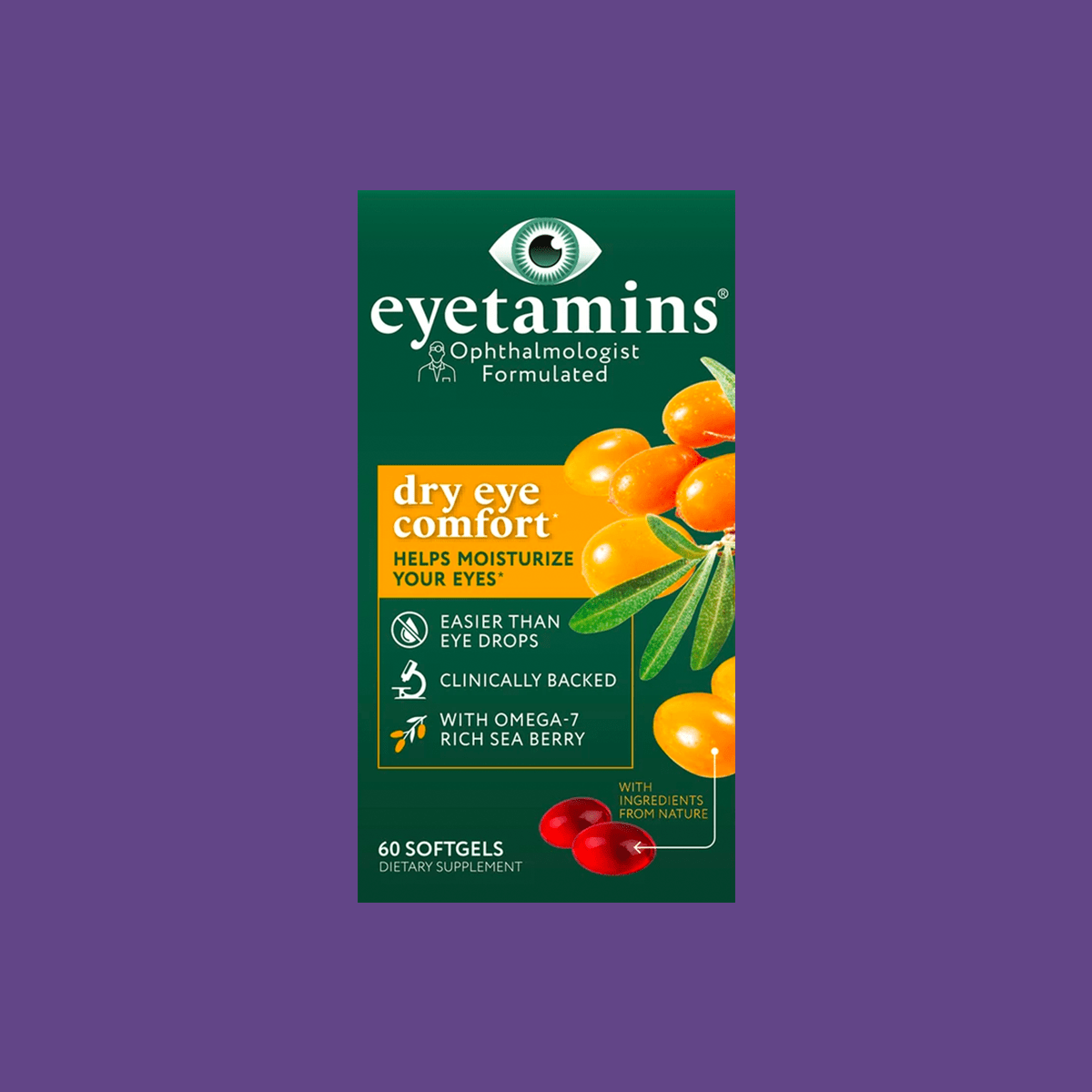 Eyetamins Dry Eye Comfort: Natural Supplements for Dry Eyes 60ct x 3 Bundle - Dryeye Rescue