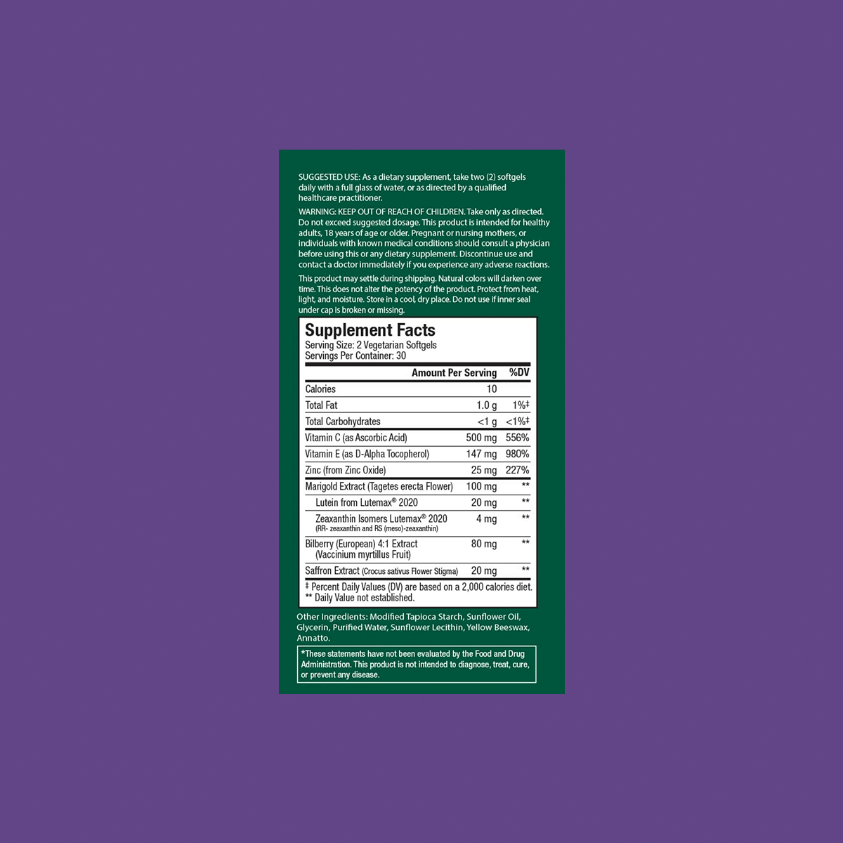 Eyetamins Vision Support - Lutein, Zeaxantin AREDs Macular Support - Dryeye Rescue