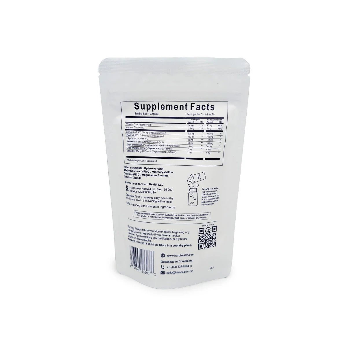 Haro Clear Eye Floaters and Vitreous Health Formula Refill Pouch (90ct) - Dryeye Rescue