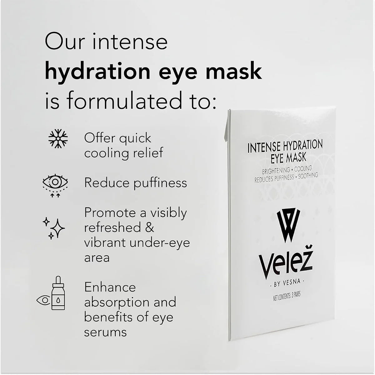 Velez Intense Hydration Under Eye Cellulose Cooling Mask (3 Pairs) - Dryeye Rescue