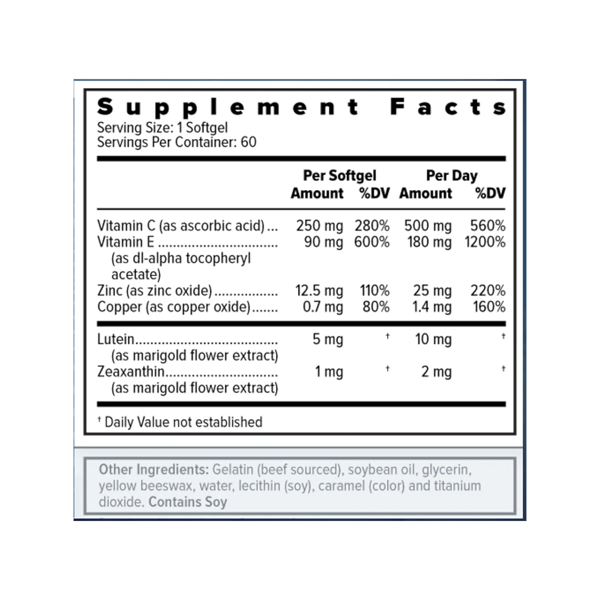 Focus Select Supplement - AREDS2 formula for Macular Degeneration (60ct. 30 Day Supply) - Dryeye Rescue