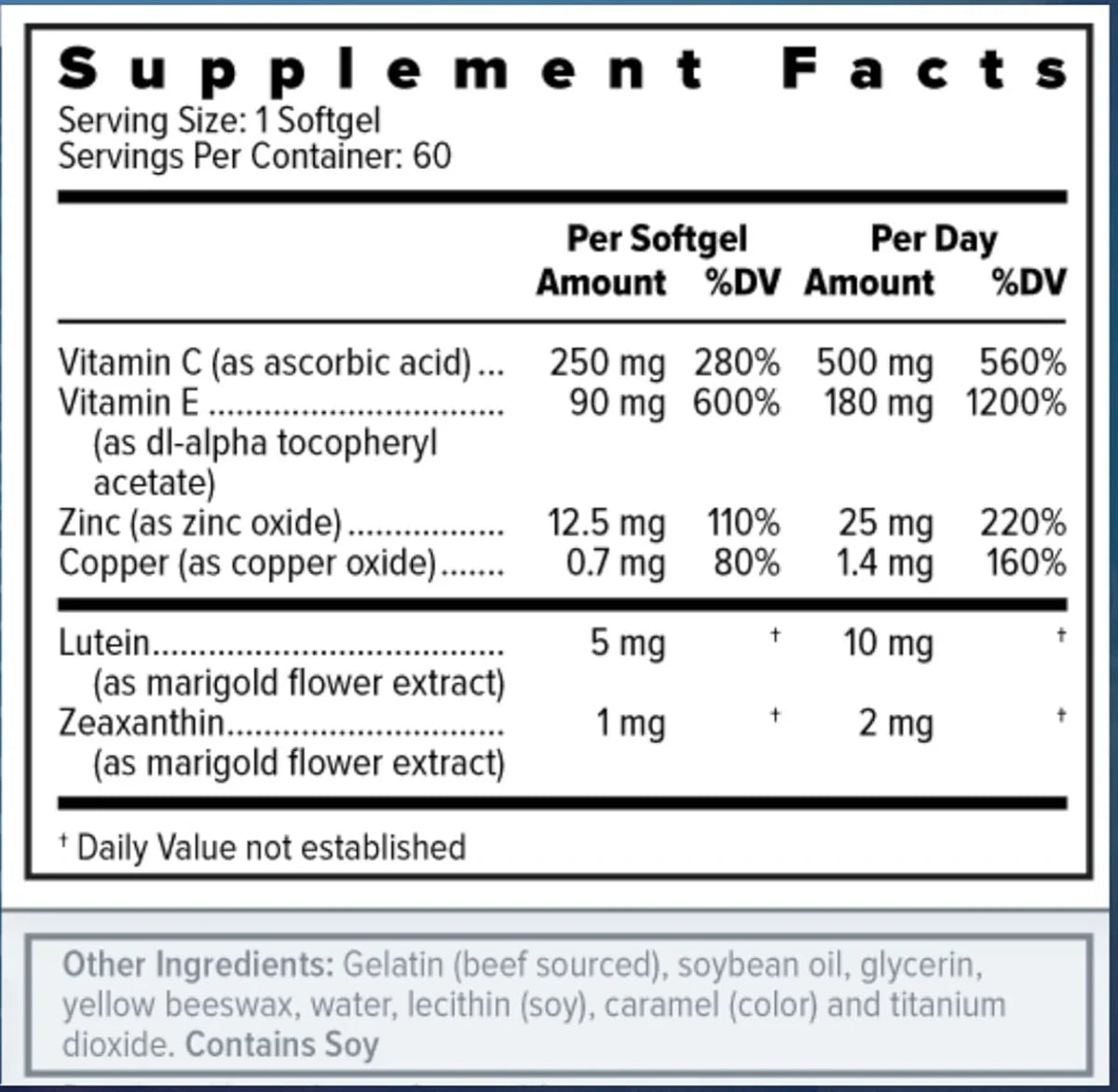 Focus Select Supplement - AREDS2 formula for Macular Degeneration (180ct. 90 Day Supply) - Dryeye Rescue