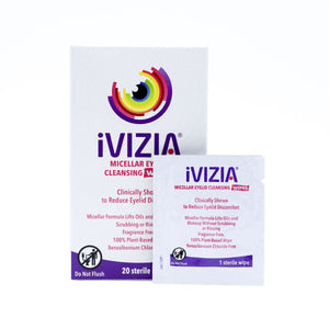 iVIZIA Eyelid Cleansing Wipes, Preservative-Free, Micellar, No Rinse, Gentle Eye Makeup Remover, 20ct - Dryeye Rescue