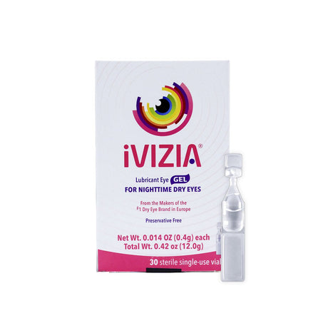iVIZIA Lubricant Eye Gel for Severe and Nighttime Eye Relief, Preservative-Free, 30 Sterile Single-Use Vials - Dryeye Rescue