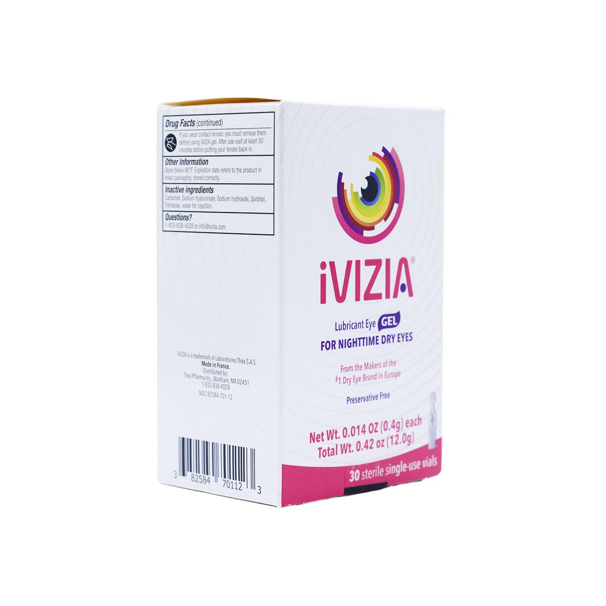 iVIZIA Lubricant Eye Gel for Severe and Nighttime Eye Relief, Preservative-Free, 30 Sterile Single-Use Vials - Dryeye Rescue