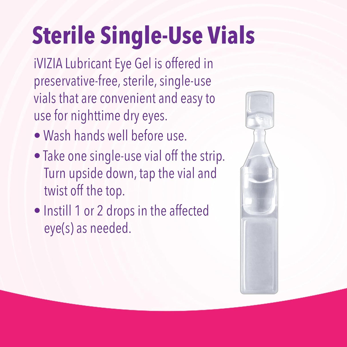 iVIZIA Lubricant Eye Gel for Severe and Nighttime Eye Relief, Preservative-Free, 30 Sterile Single-Use Vials - Dryeye Rescue