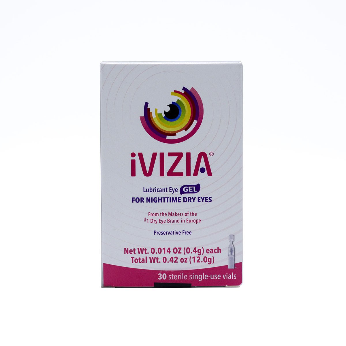 iVIZIA Lubricant Eye Gel for Severe and Nighttime Eye Relief, Preservative-Free, 30 Sterile Single-Use Vials - Dryeye Rescue