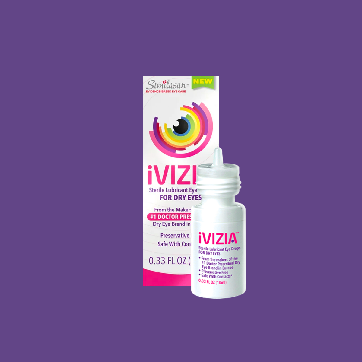 iVIZIA Sterile Lubricant Eye Drops, Preservative-Free, Dry Eye Relief, Contact Lens Friendly, 0.33 fl oz (10ml bottle)